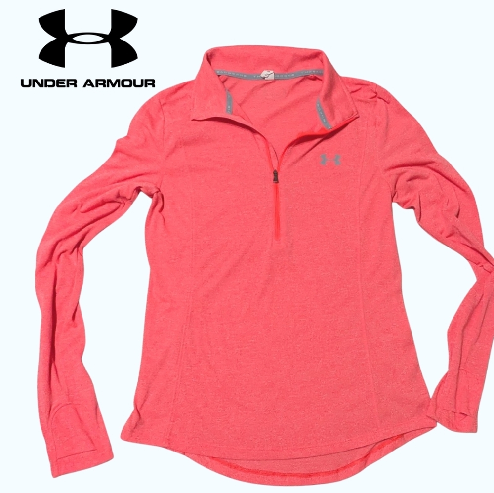 Size Sm Under Armour EUC Vibrant Peachy 1/2 Front zip long sleeve pullover